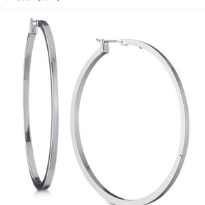 DKNY 2" Thin Hoop Earrings, Silver Tone Created for Macy's